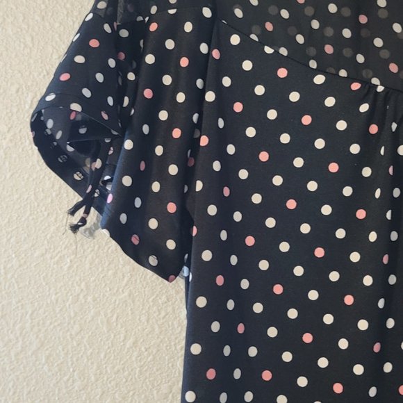 PERSEPTION CONCEPT WOMENS BLACK DRESS WITH PINK AND WHITE POLKA DOTS - SIZE MED. - Picture 3 of 7